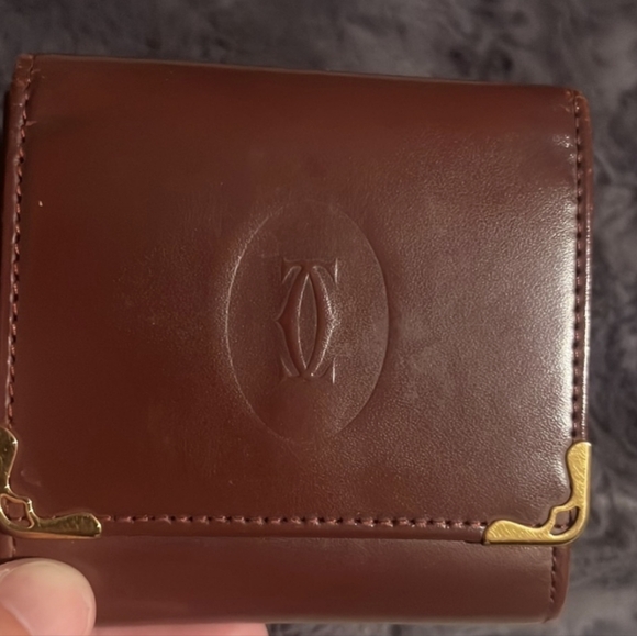 Cartier Handbags - Cartier coin case Brown Leather Authentic excellent condition
